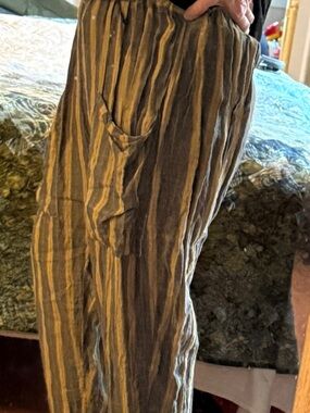 Striped Casual Men’s Pants in Brown and Tan